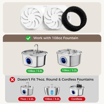 Show full view: Neareal VB-01 Automatic Stainless Steel Cat Water Fountain with 2 Filters & 2 Sponges, Silver, Medium: 3.2-L slide 9 of 10