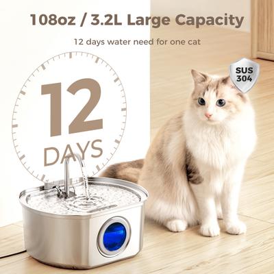 Show full view: Neareal VB-01 Automatic Stainless Steel Cat Water Fountain with 2 Filters & 2 Sponges, Silver, Medium: 3.2-L slide 3 of 10