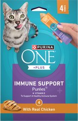 Purina ONE Immune Support Chicken Puree Indoor Lickable Cat Treats, 1.4-oz sleeve, 4 count