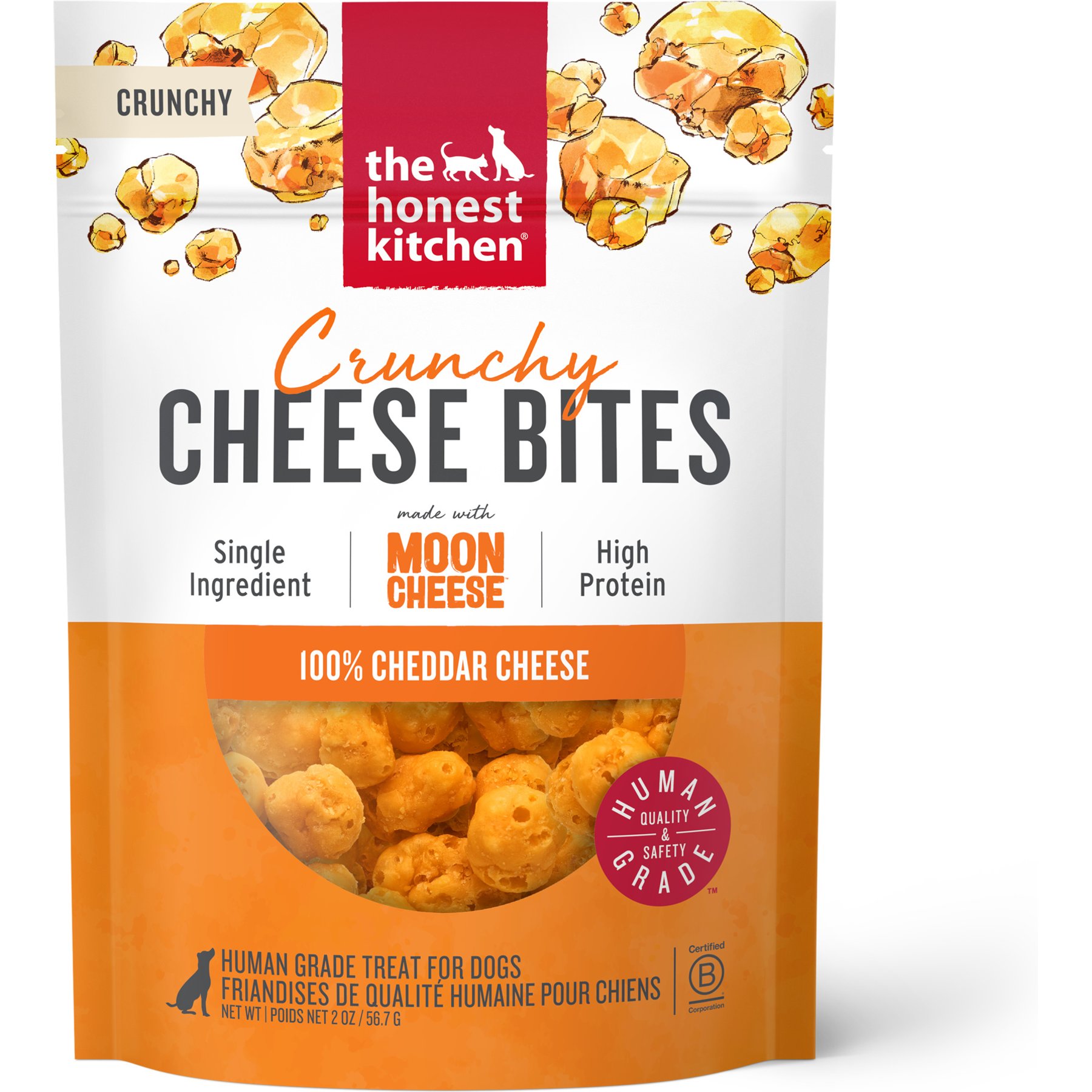 The Honest Kitchen Cheese Bites Cheddar Recipe Dehydrated Dog Treats, 2-oz bag