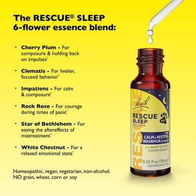 Show full view: Rescue Remedy Pet Sleep Dropper Liquid Calming Supplement for Dogs & Cats, 10-ml bottle slide 5 of 10