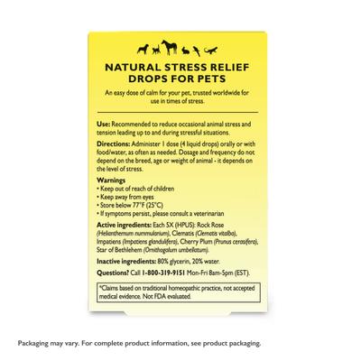 Show full view: Rescue Remedy Stress Relief Pet Supplement, 10-mL bottle slide 7 of 10