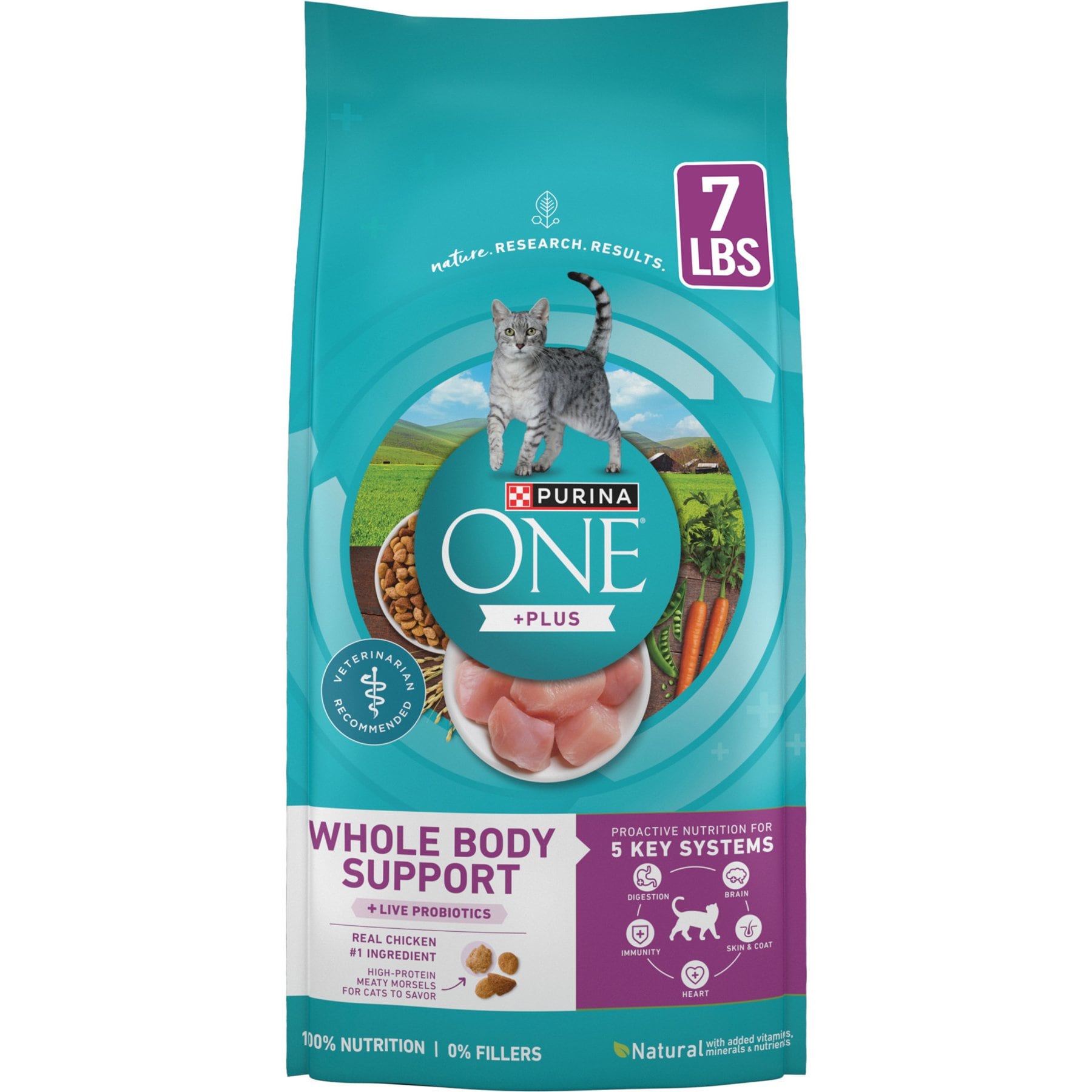 Purina ONE Whole Body Support Chicken Dry Cat Food, 7-lb bag