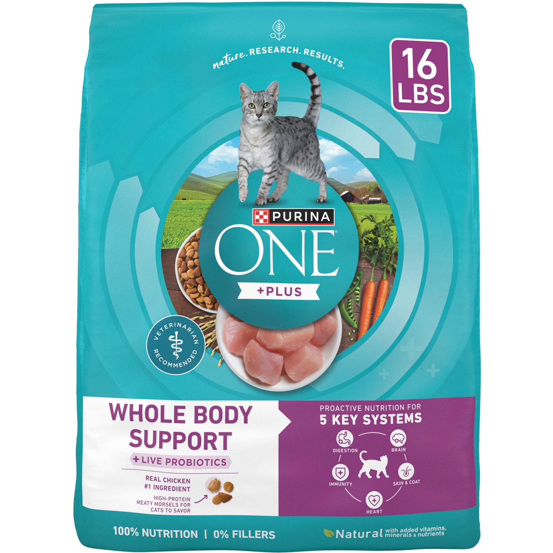 Purina ONE Plus Whole Body Support with Chicken Dry Cat Food, 16-lb bag