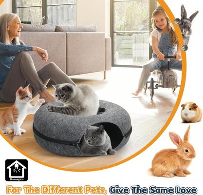 Show full view: HOMAGICO Indoor Peekaboo Donut Tunnel Bed Cat Plush Toy, Dark Grey, Medium slide 6 of 6