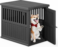 KAMABOKO Weatherproof Single Door Furniture Polypropylene Indoor & Outdoor Dog House, Black