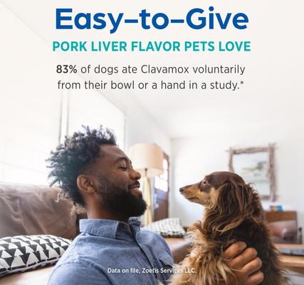 Show full view: Clavamox (Amoxicillin / Clavulanate Potassium) Chewable Tablets for Dogs & Cats, 375-mg, 1 tablet slide 4 of 10