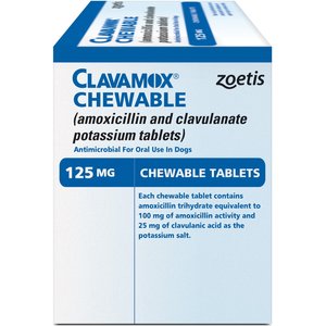 Clavamox (Amoxicillin / Clavulanate Potassium) Chewable Tablets for Dogs & Cats, 125-mg, 1 tablet