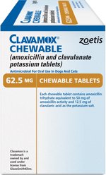 Clavamox (Amoxicillin / Clavulanate Potassium) Chewable Tablets for Dogs & Cats, 62.5-mg, 1 tablet