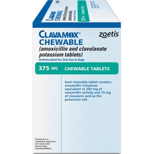 Clavamox (Amoxicillin / Clavulanate Potassium) Chewable Tablets for Dogs & Cats, 375-mg, 1 tablet