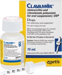 Clavamox (Amoxicillin / Clavulanate Potassium) Powder for Oral Suspension for Dogs & Cats, 62.5-mg/mL, 15-mL