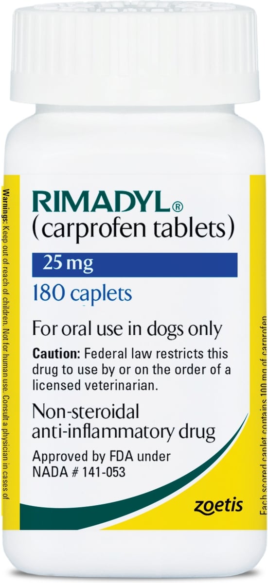 RIMADYL (Carprofen) Caplets for Dogs, 25-mg, 180 caplets - Easy Refills ...
