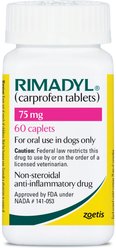 Rimadyl (Carprofen) Caplets for Dogs, 75-mg, 60 caplets