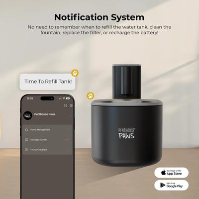 Show full view: Penthouse Paws Smart Wireless Stainless Steel Dog & Cat Water Fountain, Black, 118-oz slide 6 of 11