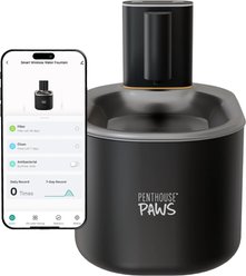Penthouse Paws Smart Wireless Stainless Steel Dog & Cat Water Fountain, Black, 118-oz