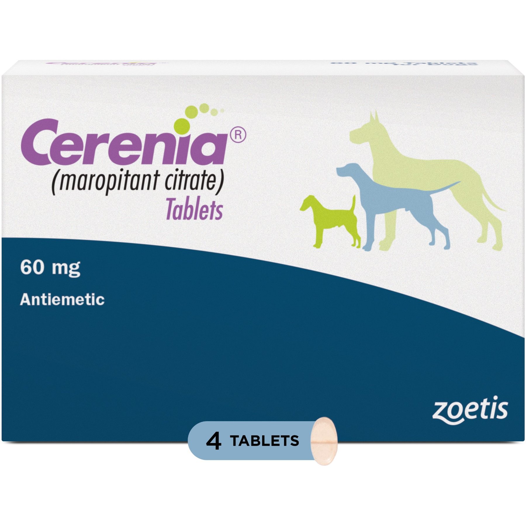 Cerenia (Maropitant Citrate) 60-mg, 4 tablets for Dogs