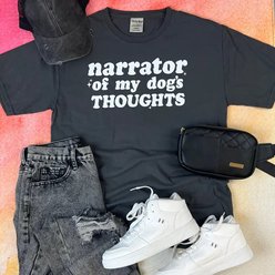 Dapper Paw Narrator of My Dog's Thoughts Unisex Tee Shirt, Grey, Small