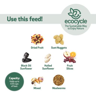 Show full view: EcoCycle Bluebird Bistro Recycled Plastic Decorative Wild Bird Feeder, Blue, 0.55-cup slide 6 of 8