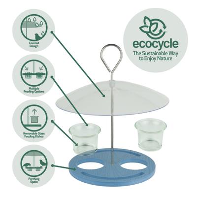 Show full view: EcoCycle Bluebird Bistro Recycled Plastic Decorative Wild Bird Feeder, Blue, 0.55-cup slide 4 of 8