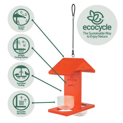 Show full view: EcoCycle Citrus Sampler Recycled Plastic Nectar Orange & Jelly Oriole Wild Bird Feeder, 1.75-cup slide 4 of 8