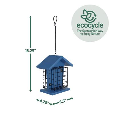 Show full view: EcoCycle Suet Snacker Recycled Plastic Wild Bird Feeder, Blue, 2 cake slide 2 of 8