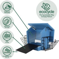 EcoCycle Hopper Hangout Recycled Plastic Wild Bird Feeder with Suet, Blue, 4.2-lb slide 2 of 8