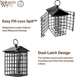 Natures Way Bird Products Suet Cage Wild Bird Feeder with Roof, Black, 2 cake slide 2 of 8