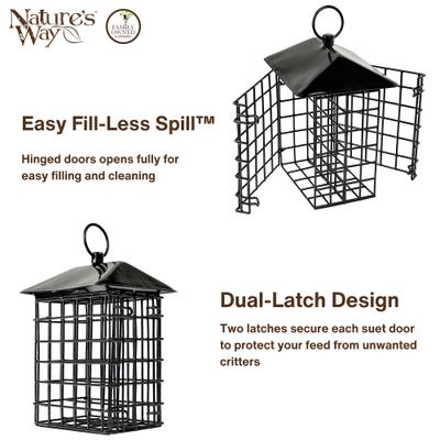 Show full view: Natures Way Bird Products Suet Cage Wild Bird Feeder with Roof, Black, 2 cake slide 4 of 8