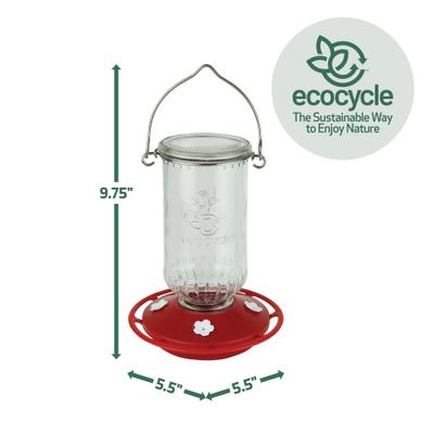 Show full view: EcoCycle Ruby Roost Recycled Glass Nectar Hummingbird Feeder, Red, 17-oz slide 2 of 8