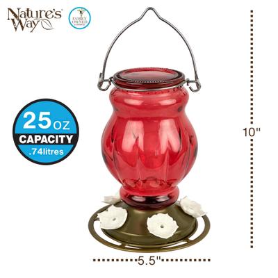 Show full view: Natures Way Bird Products Antique Ruby Visions Nectar Hummingbird Gravity Feeder, Red, 25-oz slide 2 of 8