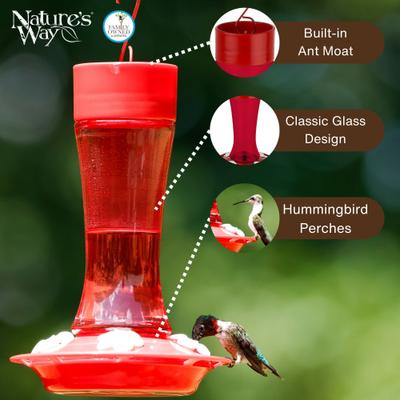 Show full view: Natures Way Bird Products Gravity Crimson Silhouette Nectar Hummingbird Feeder, Red, 11-oz slide 3 of 8