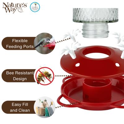 Show full view: Natures Way Bird Products Gravity Charming Cherry Nectar Hummingbird Feeder, Red, 13-oz slide 4 of 8