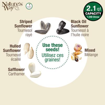 Show full view: Natures Way Bird Products Plastic Tube Wild Bird Feeder, Black, Large: 2.1 quart, 3-lb slide 6 of 8