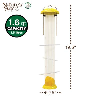 Show full view: Natures Way Bird Products Bottoms Up Metal Thistle Tube Wild Bird Feeder, Yellow, 2.24-lb slide 2 of 8