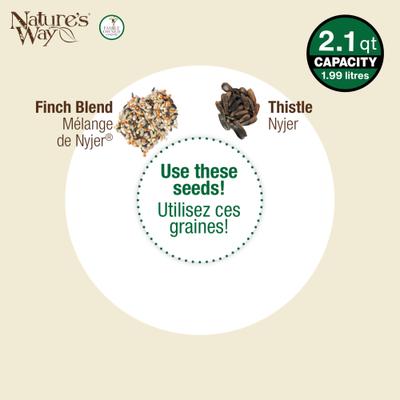 Show full view: Natures Way Bird Products Plastic Thistle Tube Wild Bird Feeder, Yellow, Large: 2.1 quart, 3.1-lb slide 6 of 8