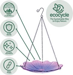 EcoCycle Recycled Glass Hanging Combination Songbird Feeder & Bath, 11-in, 0.625 quartz, Violet Begonia slide 2 of 9