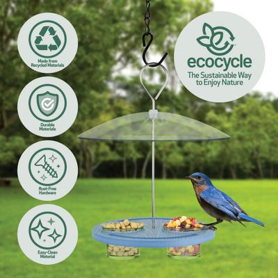 Show full view: EcoCycle Bluebird Bistro Recycled Plastic Decorative Wild Bird Feeder, Blue, 0.55-cup slide 3 of 8