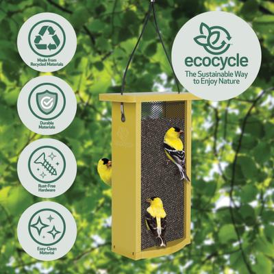 Show full view: EcoCycle Finch Fare Recycled Plastic Thistle Mesh Wild Bird Feeder, Yellow, 1.9-lb slide 3 of 8
