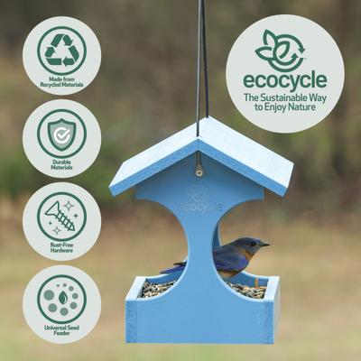 Show full view: EcoCycle Dine-n-Dash Recycled Plastic House Hopper Wild Bird Feeder, Blue, 1.2-lb slide 3 of 8