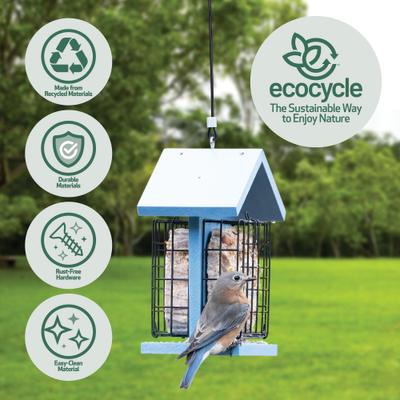 Show full view: EcoCycle Suet Snacker Recycled Plastic Wild Bird Feeder, Blue, 2 cake slide 3 of 8