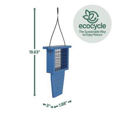 Show full view: EcoCycle Suet Station Recycled Plastic Tail-Prop Wild Bird Feeder, Blue, 1 cake slide 2 of 8