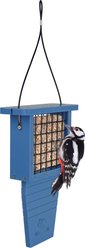 EcoCycle Suet Station Recycled Plastic Tail-Prop Wild Bird Feeder, Blue, 1 cake