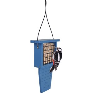 EcoCycle Suet Station Recycled Plastic Tail-Prop Wild Bird Feeder, Blue, 1 cake