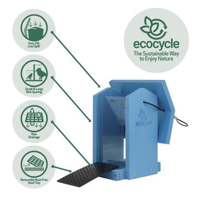 Show full view: EcoCycle Tasty Tidbit Recycled Plastic House Hopper Wild Bird Feeder, Blue, 1.3-lb slide 4 of 8