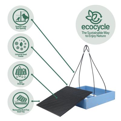 Show full view: EcoCycle Perfect Picnic Recycled Plastic House Hopper Wild Bird Feeder, Blue, 1.9-lb slide 4 of 8