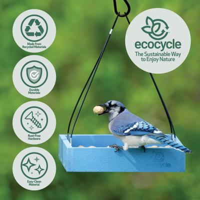 Show full view: EcoCycle Perfect Picnic Recycled Plastic House Hopper Wild Bird Feeder, Blue, 1.9-lb slide 3 of 8