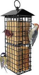 Natures Way Bird Products Suet Cage Wild Bird Feeder with Roof, Black, 4 cake