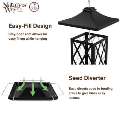 Show full view: Natures Way Bird Products Contemporary Lantern Gazebo Decorative Wild Bird Feeder, Black, 2.2-lb slide 4 of 6