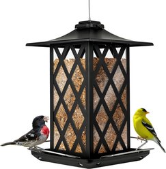 Natures Way Bird Products Contemporary Lantern Gazebo Decorative Wild Bird Feeder, Black, 2.2-lb