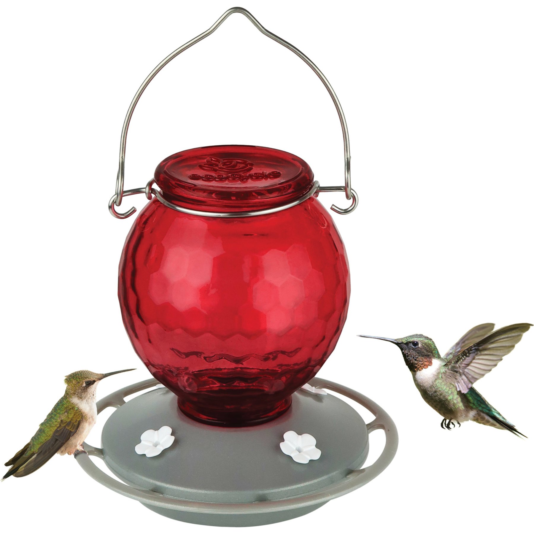 EcoCycle Crimson Comb Recycled Glass Nectar Hummingbird Feeder, Red, 16-oz